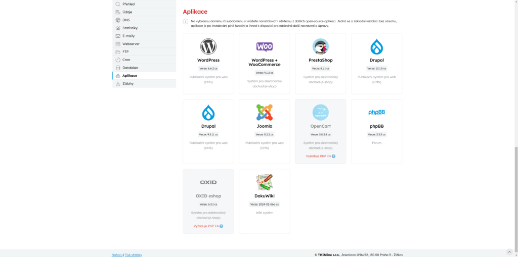 Český hosting instalace WP