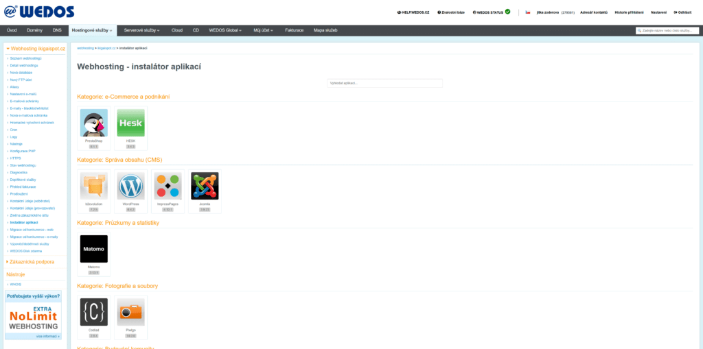 Wedos instalace WordPress