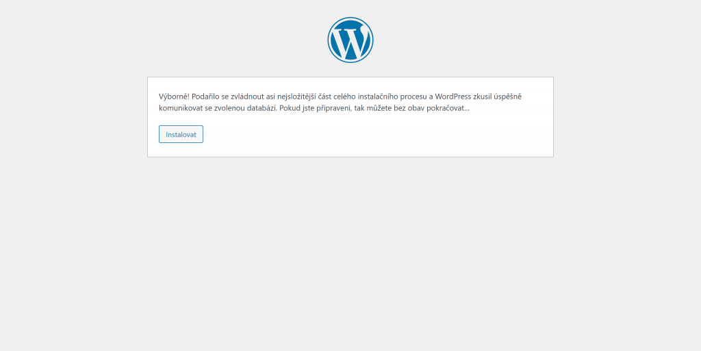 Instalace WordPress - s potvrzení propojení s databází