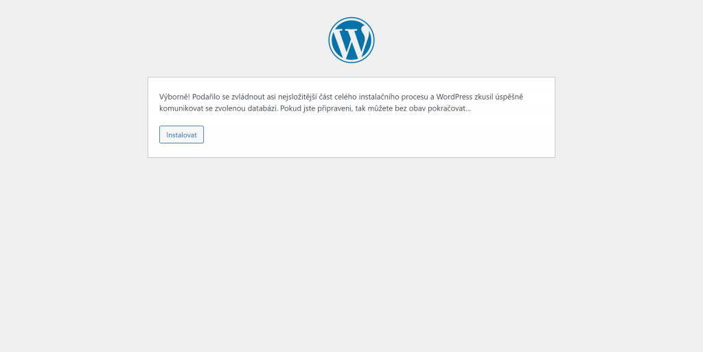 WordPress potvrzení propojení s databází