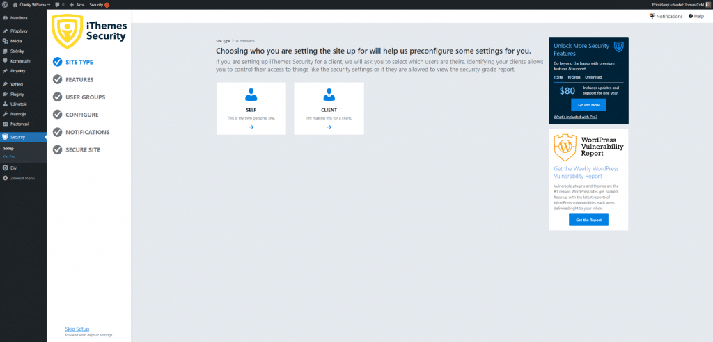 iThemes Security - Kdo Nastavuje web