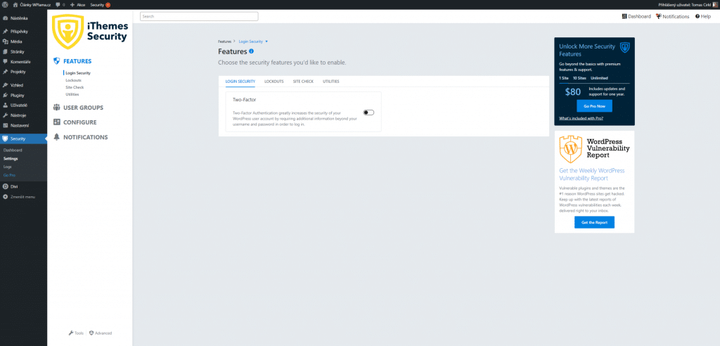 iThemes Security - Nastavení