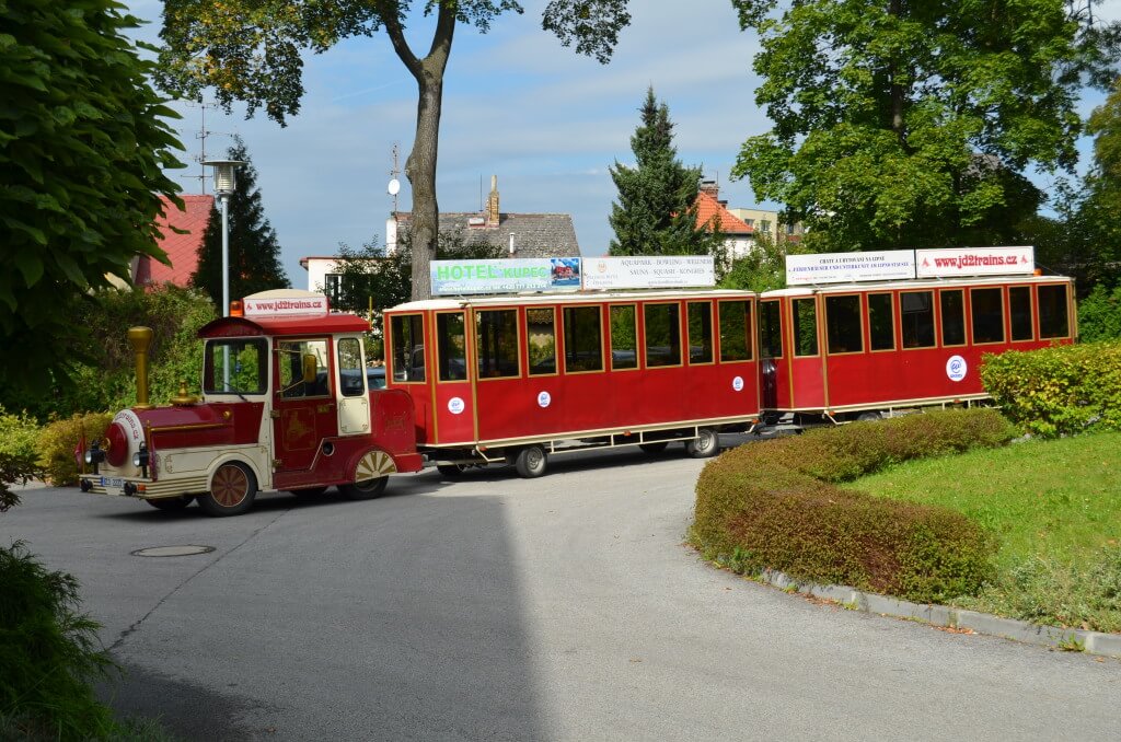 O dopravu mezi hotelem a Adrenalin Parkem se postaral vláček