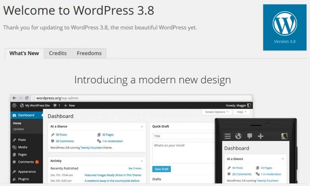 WordPress 3.8 “Parker”