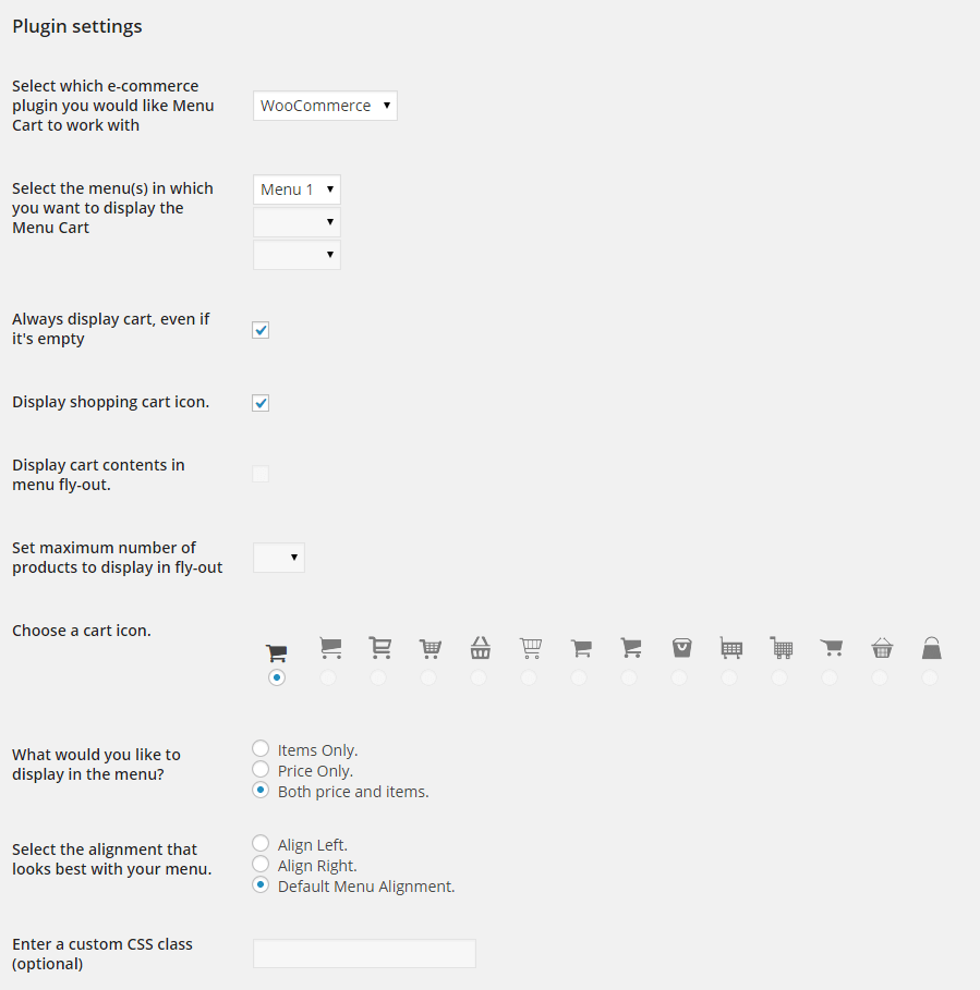 WooCommerce menu plugin
