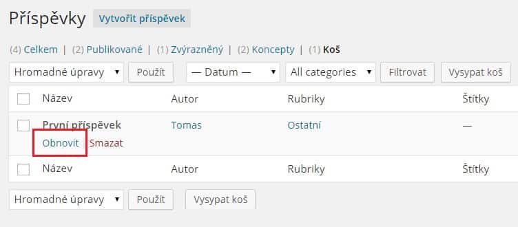 Obnovit z koše