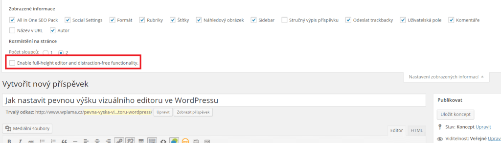 Enable full-height editor and distraction-free functionality