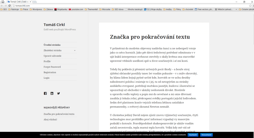 Zpráva o užívání cookies na WordPress webu