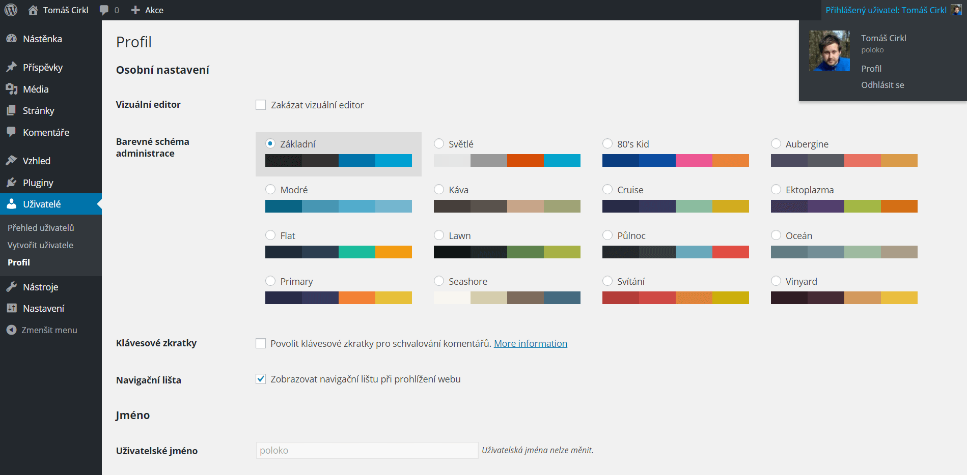 Admin Color Schemes