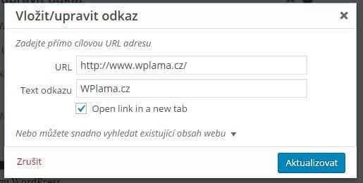 Tvorba odkazu WordPress