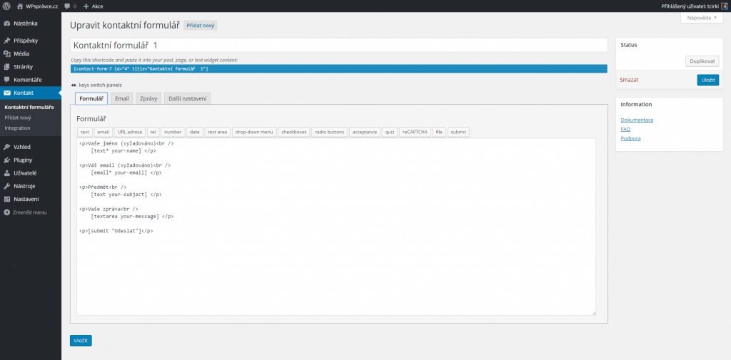 Upravit kontaktní formulář