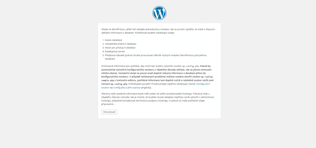 Tvorba konfiguračního souboru WordPress na localhost