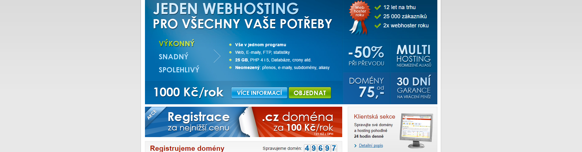 Český hosting webhosting a registrace domény