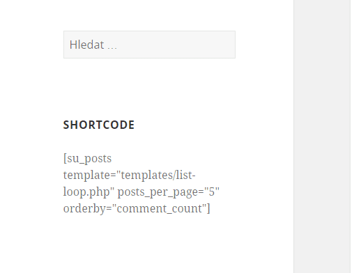 Neaktivní shortcode