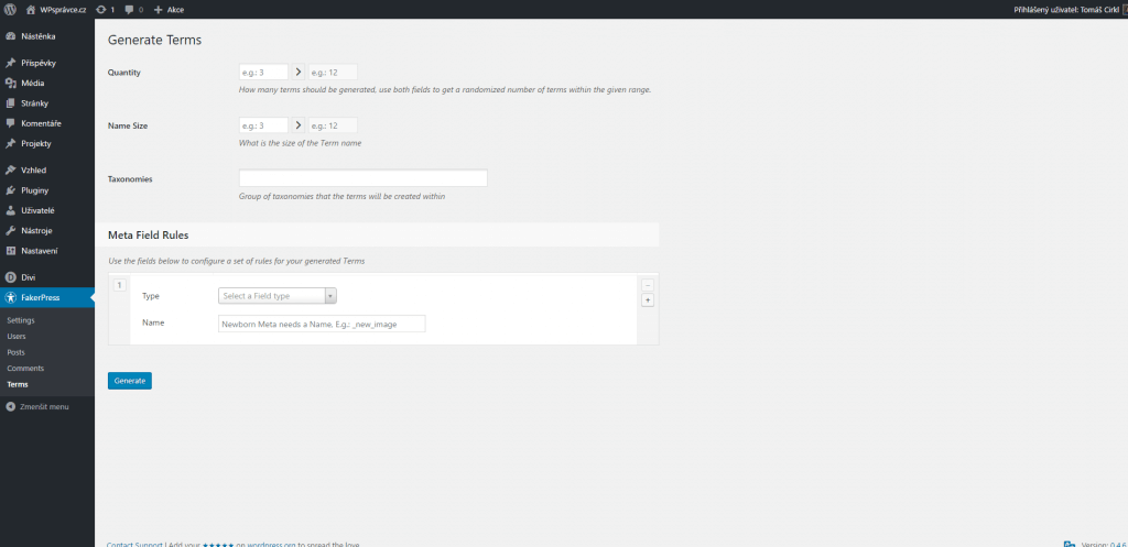 FakerPress - položky taxonomie