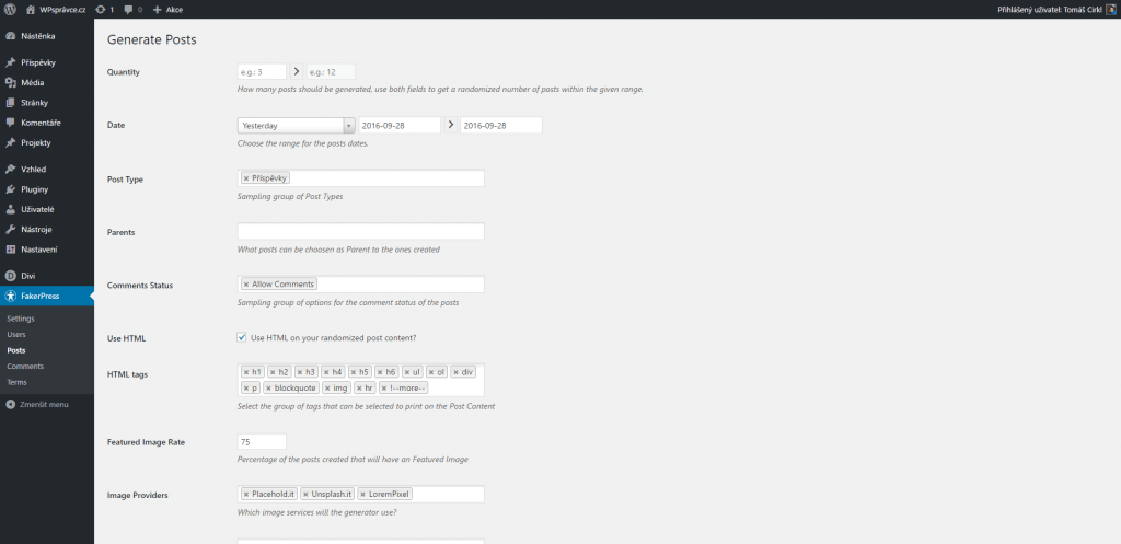 FakerPress - příspěvky