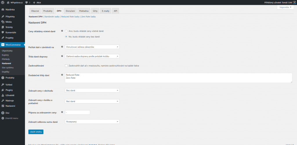 Nastavení DPH ve WooCommerce