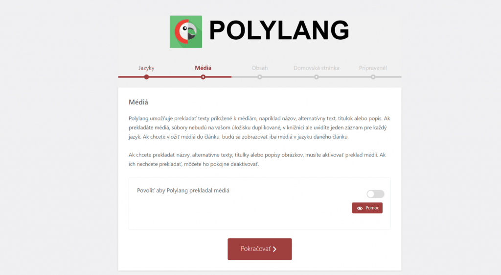 Polylang výběr Médií