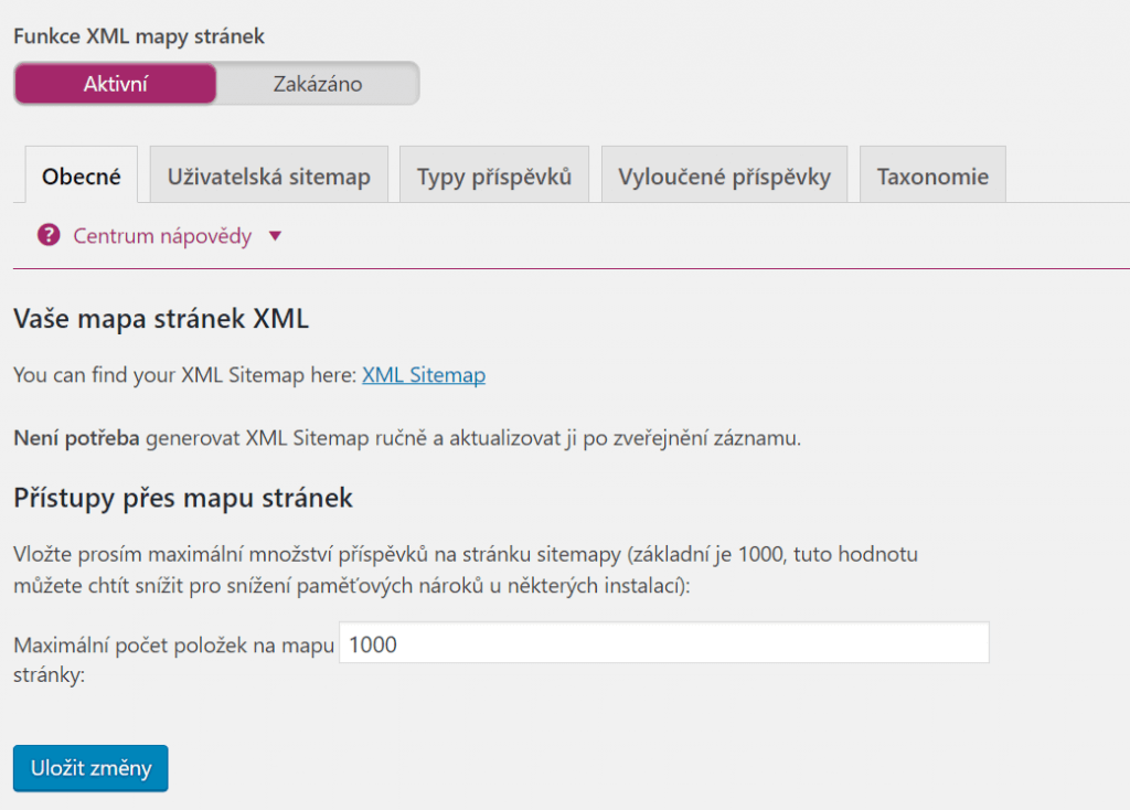 XML Sitemap - Obecné