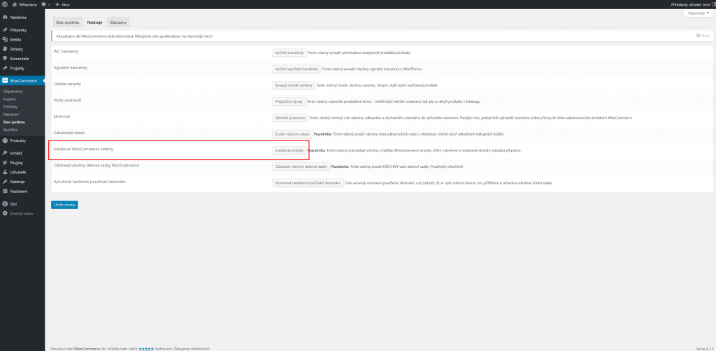 Instalace WooCommerce stránek