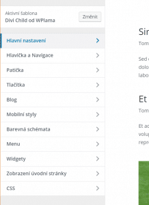Divi nastavení v Přízpůsobit