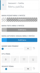 Menu patička