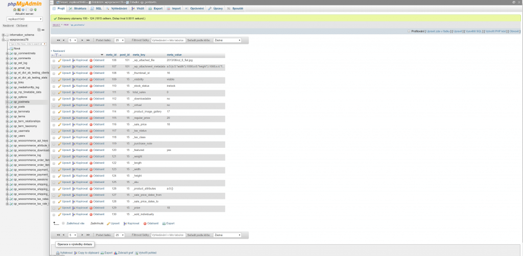 Tabulka postsmeta ve WordPress databázi