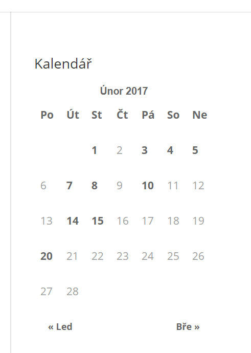 Kalednář widget