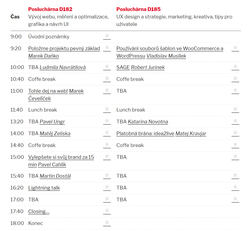 Program WordCamp Brno 2018