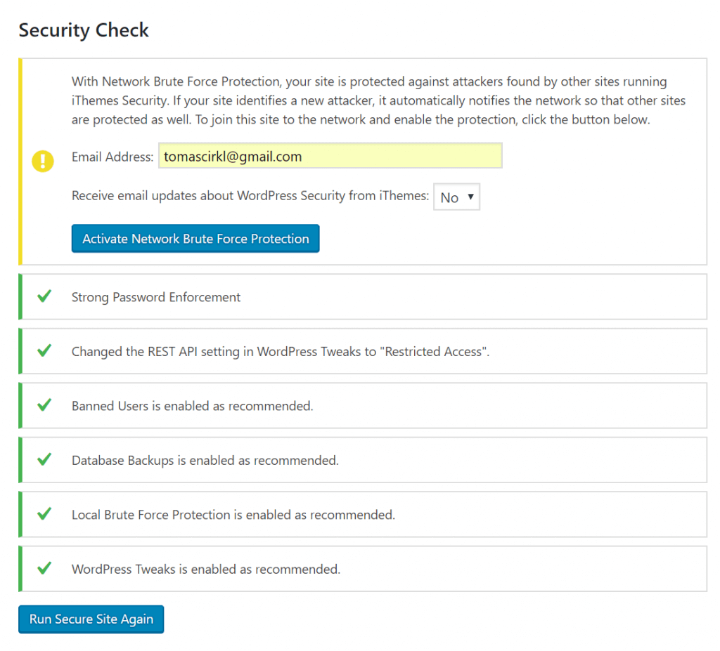 iThemes Security - Security Check Network