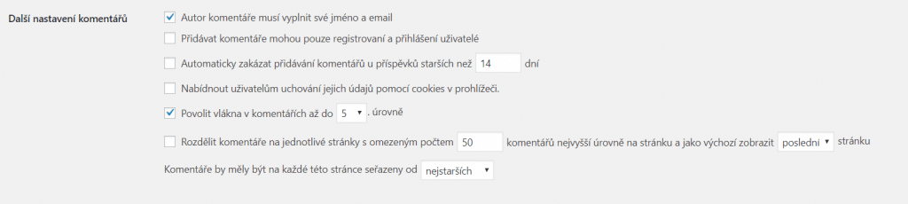 Nastavení komentářů