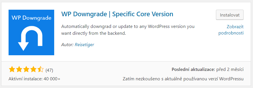 WP Downgrade