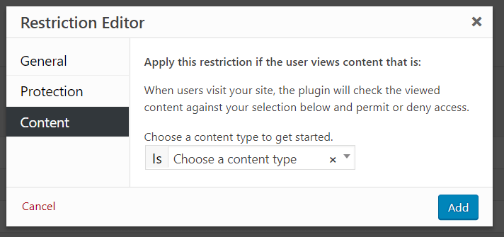 Restriction Editor - Content