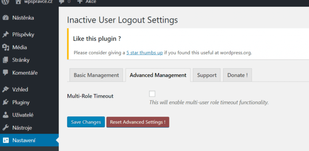 Inactive User Logout - pokročilé