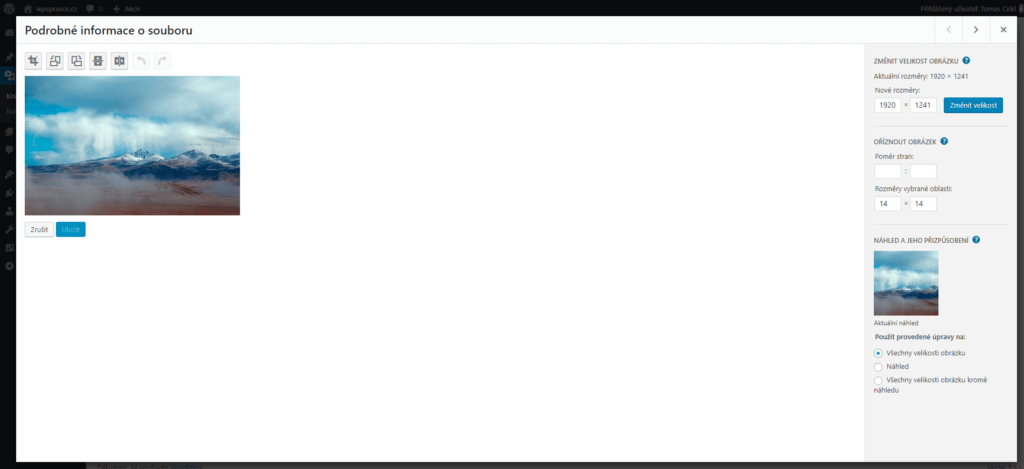 Úprava obrázku ve WordPress