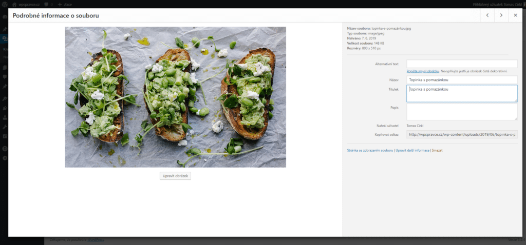 Mediální soubor ve WordPress