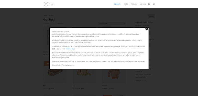 Vyskakovací okno ve WordPress