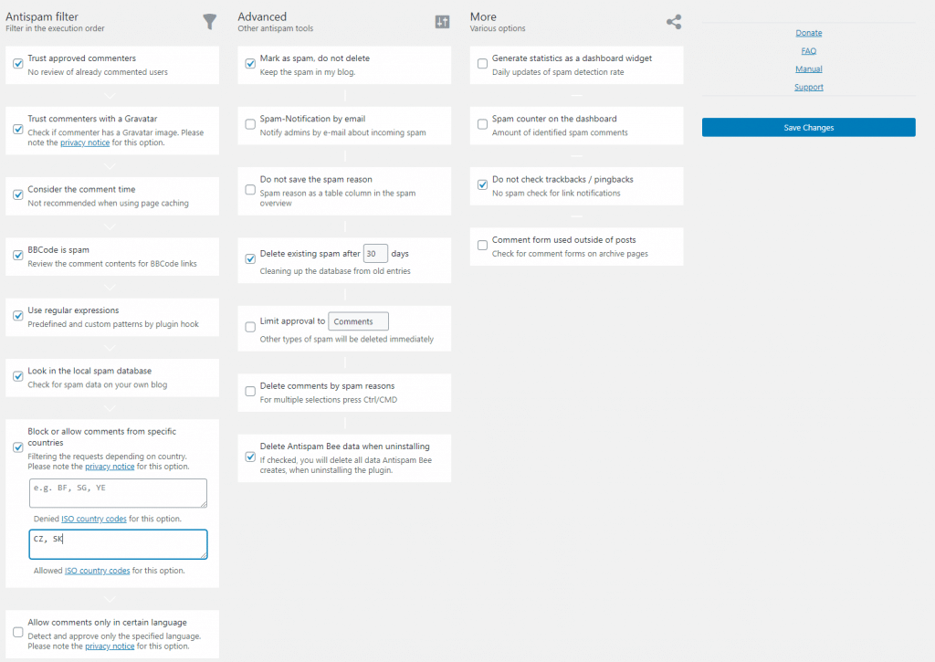 Nastavení českého nebo slovenského projektu