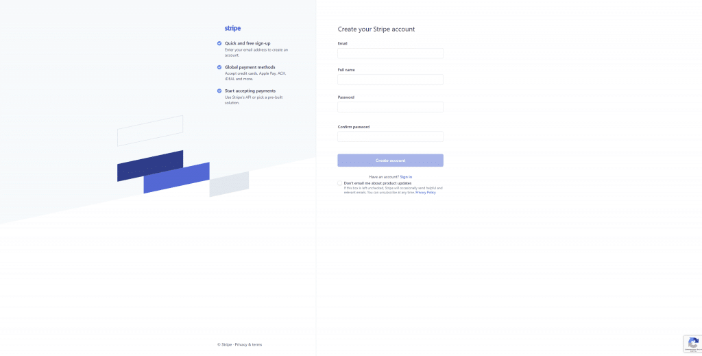 Registrace Stripe