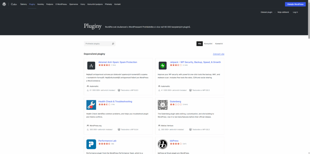 WordPress katalog pluginů