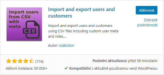 Import and export users and customers