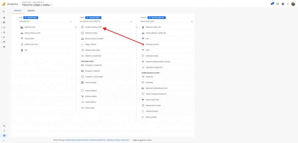Asistent nastavení GA4