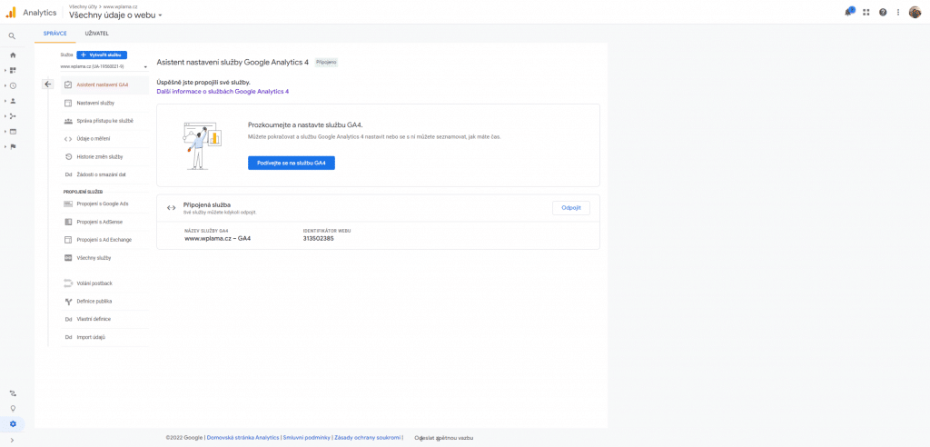 Dokončené vytvoření GA4