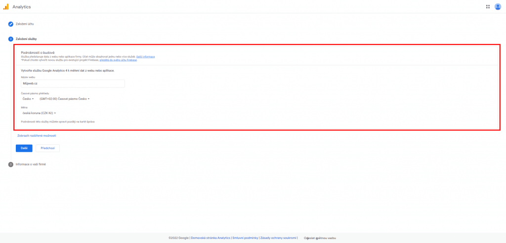 GA4 založení služby