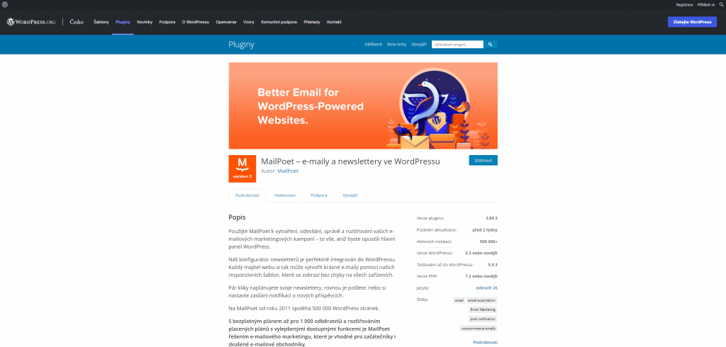 MailPoet na wordpress.org