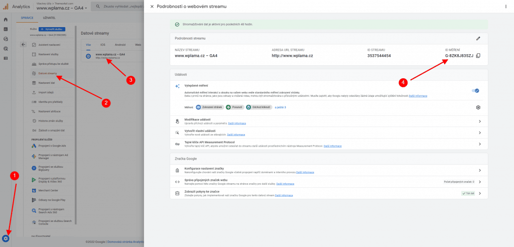 Google Analytics 4 ID měření