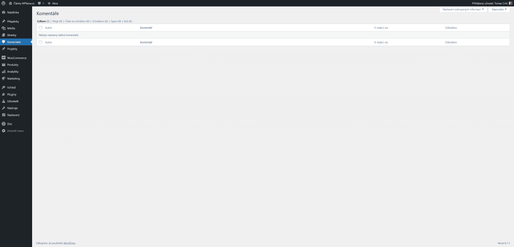 WordPress komentáře