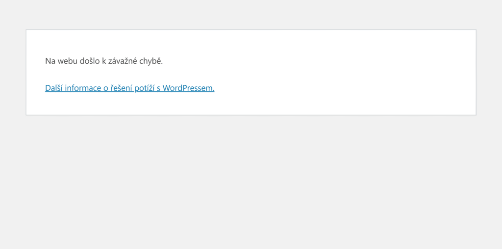 WordPress - Na webu došlo k závažné chybě