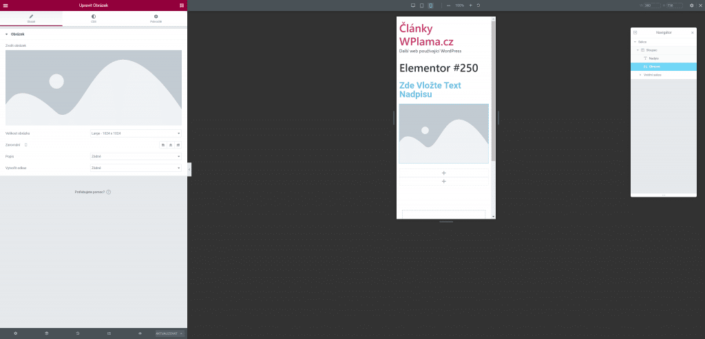 Elementor a zobrazení náhledu telefonu
