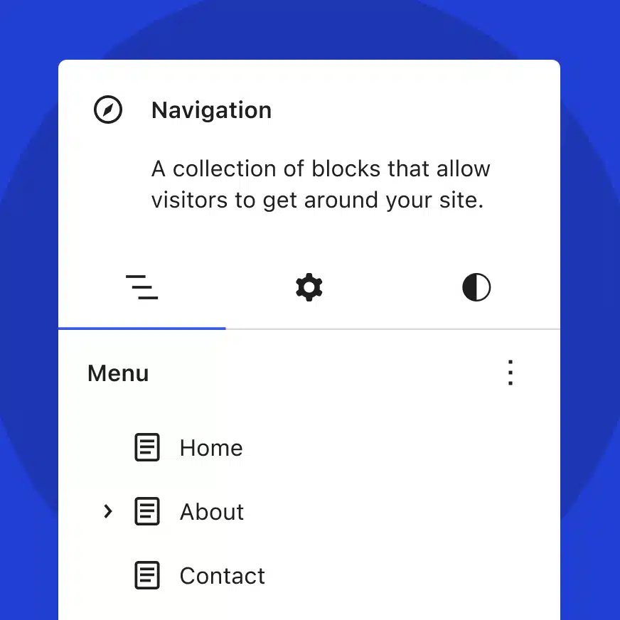 Spravujte menu více způsoby pomocí bloku Navigace